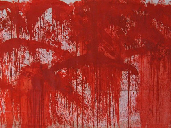 Hermann Nitsch, 18b.malaktion, 1986 casa Morra, Napoli, 350x200 cm