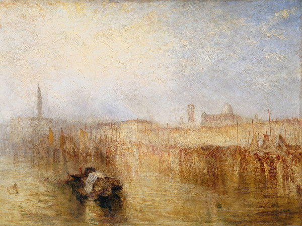 Joseph Mallord William Turner, Venice Quay, Ducal Palace, Esibito nel 1844, Olio su tela, 927 x 622 mm , Tate, Accepted by the nation as part of the Turner Bequest 1856 | Courtesy of Chiostro del Bramante 2018
