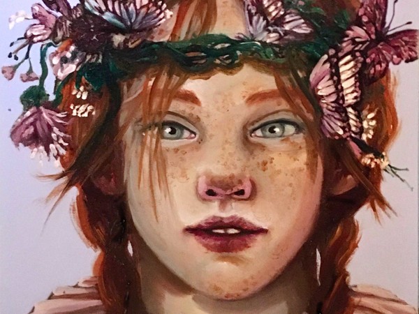 Claudia Giraudo, Regina di fiori, 2023, olio su tela, 20x20 cm.