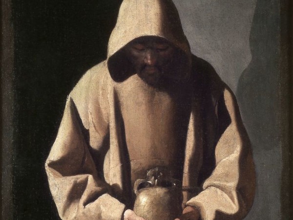 Francisco Zurbarán, San Francesco contempla un teschio, 1635 ca. (particolare). Olio su tela, cm. 91,4 x 30,5. Saint Louis, Saint Louis Art Museum, inv.47:1941 
