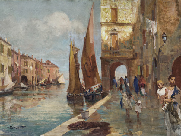 Attilio Bozzato, <em>Veduta di Chioggia</em>, olio su tela, Vicenza, Palazzo Thiene