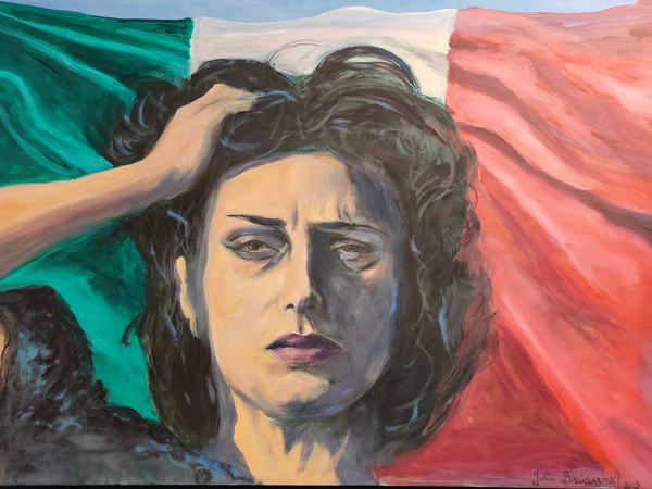 Julia Breiderhoff, Anna, 2023, olio su tela, 150x100 cm.