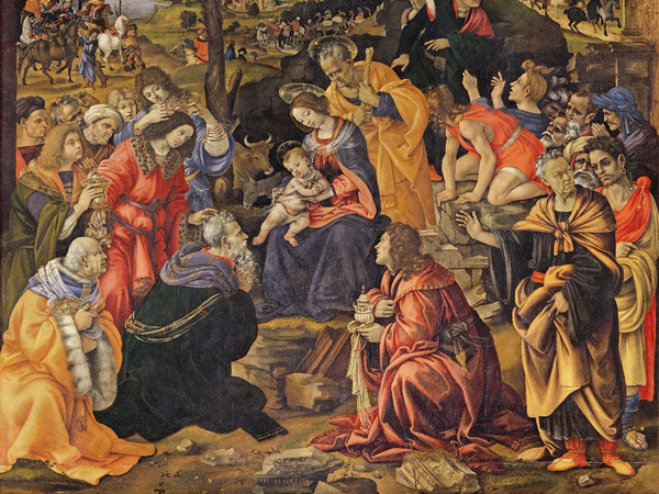 Filippino Lippi (1474 circa-1504), Adorazione dei Magi, 1496, Tempera grassa su tavola, 243 x 258 cm, Firenze, Gallerie degli Uffizi, Galleria delle statue e delle pitture dal 1948