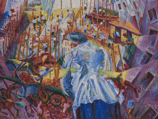 Umberto Boccioni, La strada entra nella casa, 1911, Olio su tela, 100 × 100.6 cm, Hannover , Sprengel Museum, Hannover