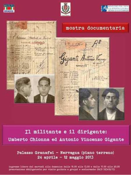 Il militante e il dirigente: Umberto Chionna e Antonio Vincenzo Gigante