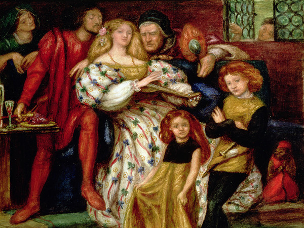 Dante Gabriel Rossetti (1828 - 1882), Borgia o La famiglia Borgia, 1863, Acquerello, 52.2 x 54 cm, Londra, Victoria and Albert Museum