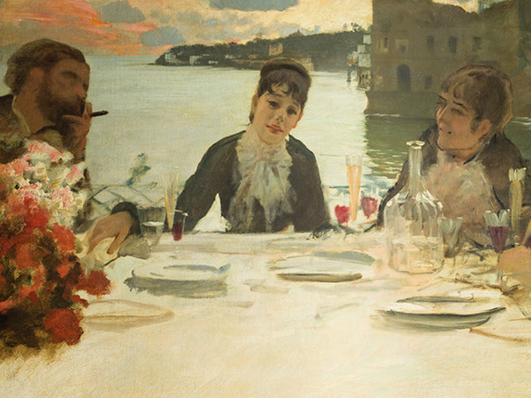 Giuseppe De Nittis, Pranzo a Posillipo, 1859 ca., olio su tela, 109x173,3 cm. Galleria d'Arte Moderna, Milano 