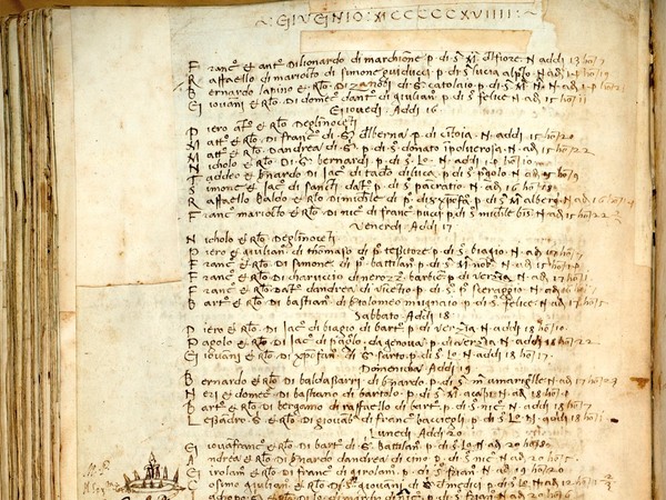 Registro dei battesimi, Maschi, anni 1512 – 1522, registro cartaceo, Archivio dell'Opera di Santa Maria del Fiore, Firenze.