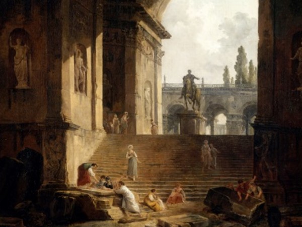 Hubert Robert, <em>Vue pittoresque du Capitole avec la Statue Équestre de Marc-Aurèle</em>, Valenciennes, 1774, Musée des Beaux-Arts