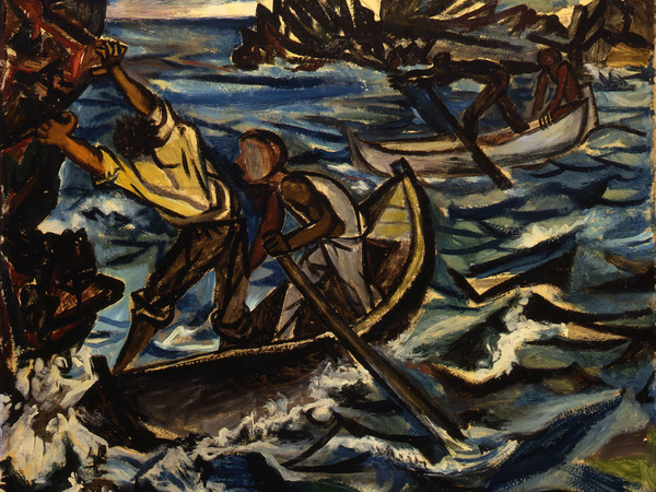 Renato Guttuso, Barche nella tempesta, 1950. Olio su tela, cm. 91x108
