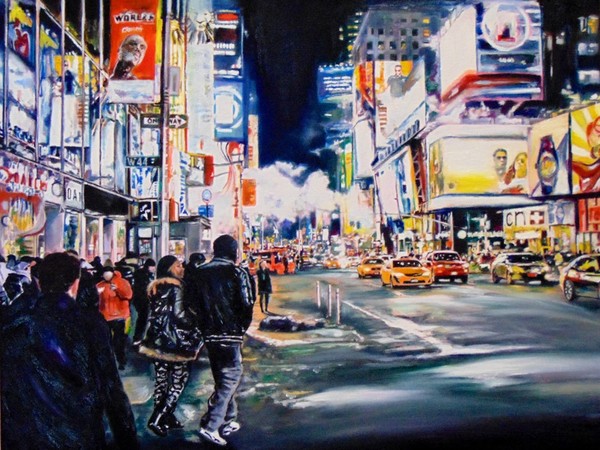 Tommaso Chiappa, New York night, acrilico su tela, 68x56cm, 2019