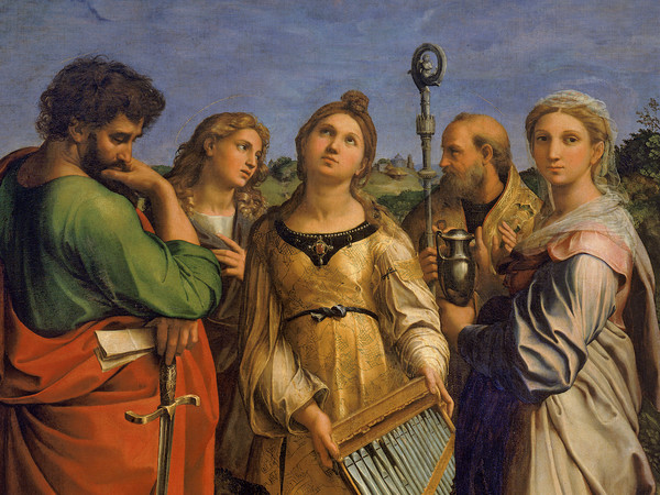 Raffaello, Santa Cecilia con i santi Paolo, Giovanni Ev., Agostino e Maddalena, 1516. Bologna, Pinacoteca Nazionale