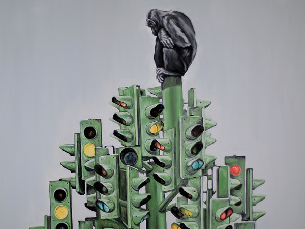 Simone Fugazzotto, THE TREE OF LIES, 100 x 100 cm, Olio su tela | Courtesy of Simone Fugazzotto e Fondazione Maimeri 