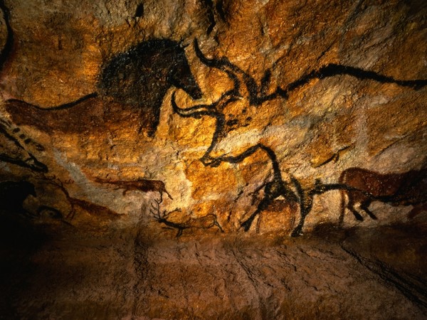 Ricostruzione delle pitture rupestri rinvenute nella grotta di Lascaux