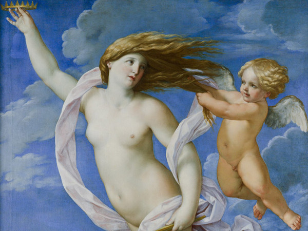 Guido Reni, <em>Fortuna con la corona, trattenuta da un putto</em>, 1637 ca. (part.). Olio su tela, 135 x 165 cm, Accademia Nazionale di San Luca, Roma