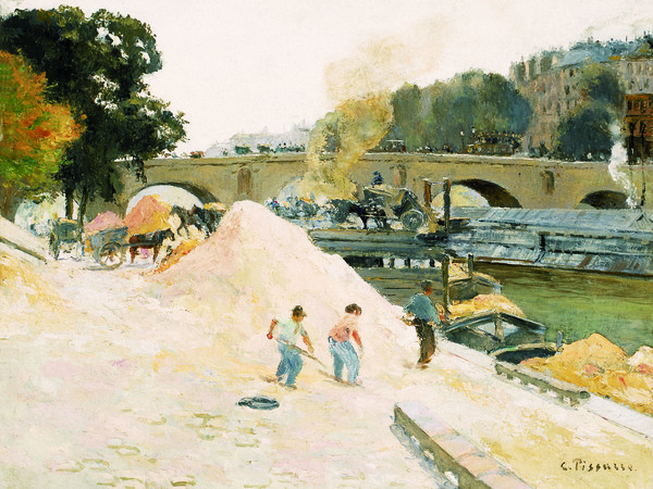 Camille Pissarro (1830-1903), Au bord de la Seine à Paris. Le Pont-Marie vu depuis le quai d’Anjou (Sulla sponda della Senna a Parigi, quai d’Anjou, Pont-Marie), 1875 circa, Olio su tela, 64 x 50 cm, Firmata in basso a destra “C. Pissarro”, Messico, Collezione Pérez Simón, Cat. rag. PDRS 406 | IMPRESSIONISTI SEGRETI - Palazzo Bonaparte, Roma 6 ottobre 2019 - 8 marzo 2020