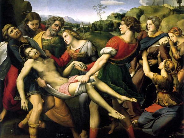 Raffaello Sanzio, Deposizione di Cristo, 1507, olio su tavola, cm. 174,5x178,5. Galleria Boghese, Roma