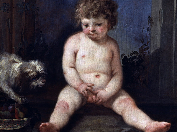 Carlo Francesco Nuvolone, Putto che fa pipì, olio su tela, 62 x 76 cm.