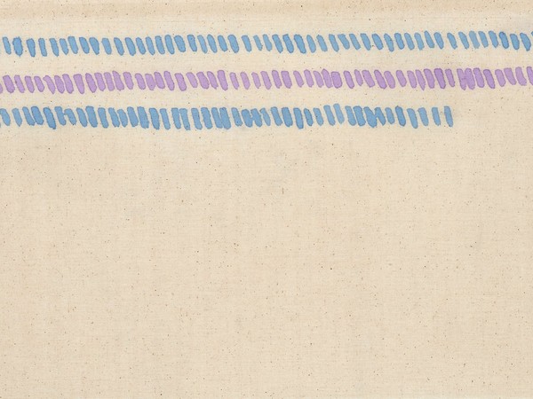 Giorgio Griffa, Segni orizzontali, 1973, acrilico su tela, 39 x 74