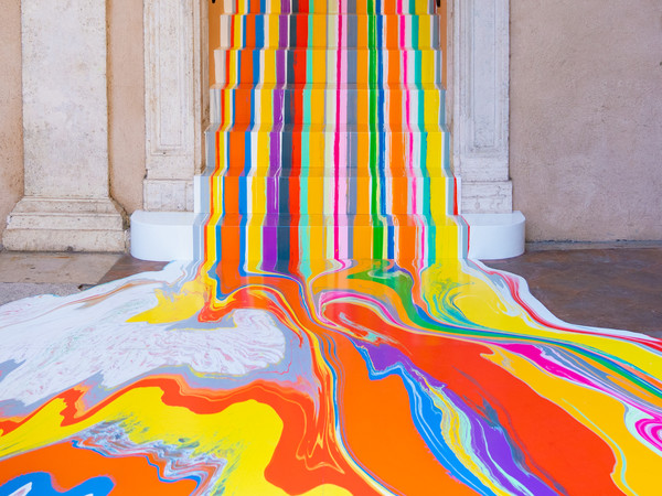 Ian Davenport, Poured Staircase, 2022, Pittura su MDF, Misure ambientali | Courtesy Ian Davenport Studio by SIAE