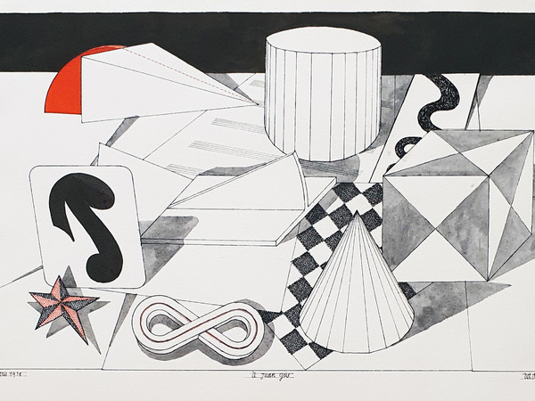Lucio Del Pezzo, A Juan Gris, 1978, inchiostro e acquarello su carta, 26,5 x 37,5 cm.