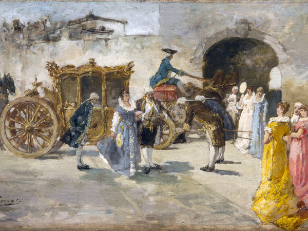 Gaetano Previati, Carrozza d'oro, olio su tela 31 x 51 cm