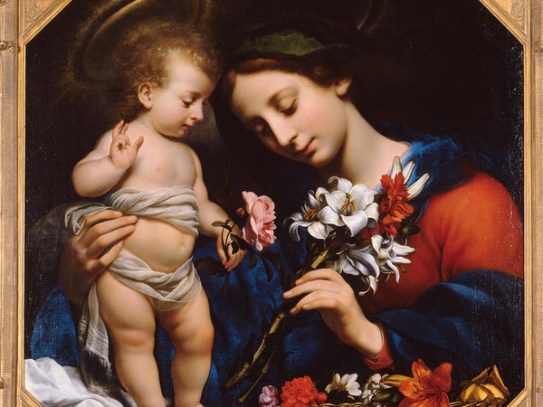 Carlo Dolci (Firenze, 1616-1687), Madonna con Bambino (Madonna dei gigli), 1650 circa. Olio su tela. Monaco di Baviera, Bayerische Staatsgemäldesammlungen, Alte Pinakothek (attualmente conservato a Schleißheim, Staatsgalerie)