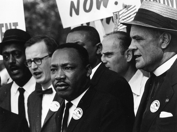 Rowland Scherman, Martin Luther King Jr. e Mathew Ahmann, Marcia per i Diritti Civili, 28 agosto 1963, Washington, D.C., USA