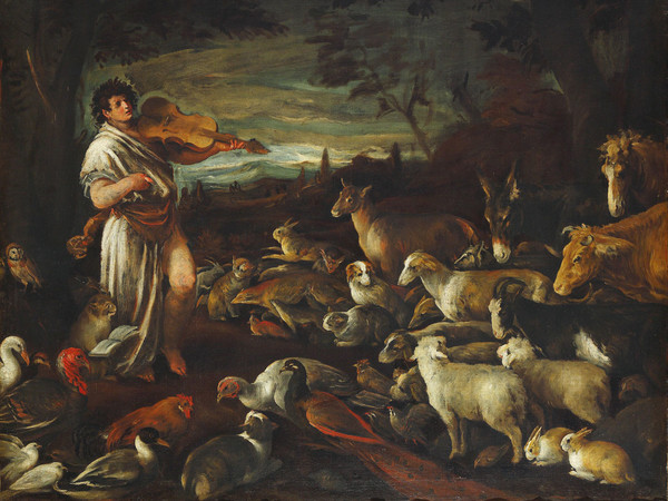 Francesco Bassano, Orfeo incanta gli animali con il suono del suo violino.