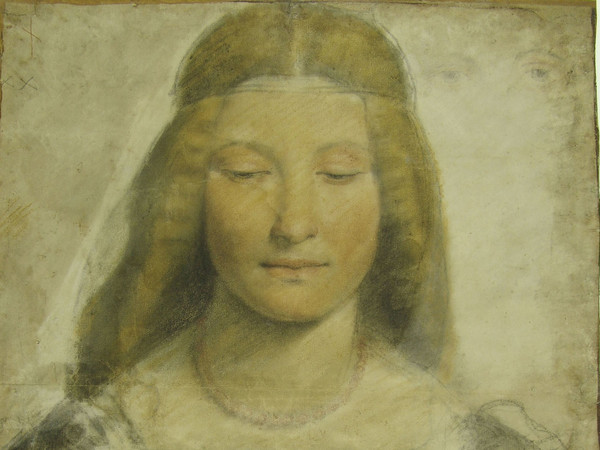 Giovanni Antonio Boltraffio, <em>Studio di figura femminile</em>, 1498-1502 circa, Carboncino e pastelli colorati su carta preparata, 544 x 404 mm, Filigrana a fiore con cinque petali (simile a Briquet 6600), F 290 inf. foglio 7