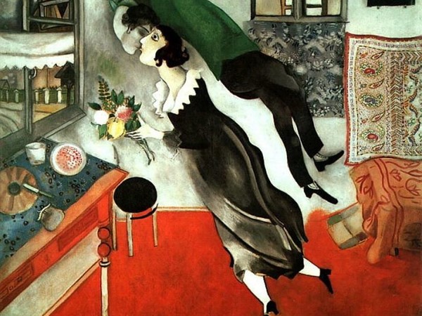 Marc Chagall, Il bacio, 1915, olio su cartone