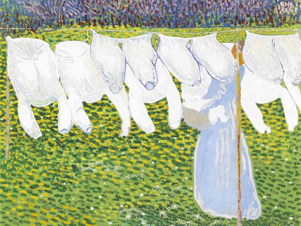 Cuno Amiet, Il bucato (Die Wäsche), 1904, Olio su eternit, 100 x 92.5 cm, Collezione privata