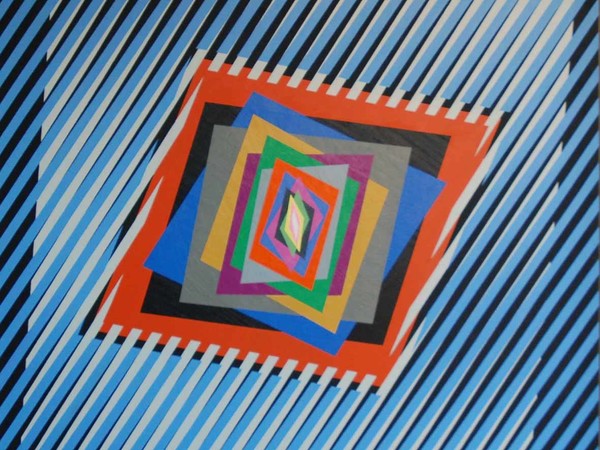 Ferruccio Gard, Effetto colore in op art 16-1, 2016, Colori acrilici su tela, 80 x 80 x 4 cm