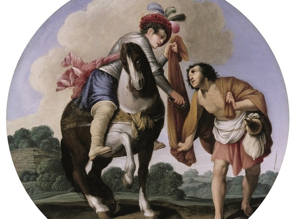 Carlo Saraceni, Elemosina di san Martino. Olio su rame, cm 41x55,5. Berlino, Staatliche Museen, Gemälde Gallerie