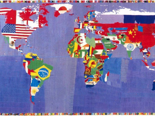 <div class="page" title="Page 9">
<div class="layoutArea">
<div class="column"><span>Alighiero Boetti, Mappa</span><span>, 1989-94. Ricamo su tessuto, 254×588 cm. Collezione privata</span></div>
</div>
</div>