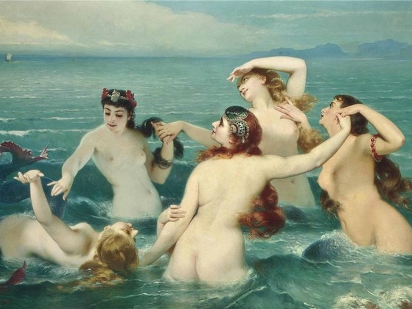 Charles Edouard Boutibonne, Sirene giocano nel mare, 1883