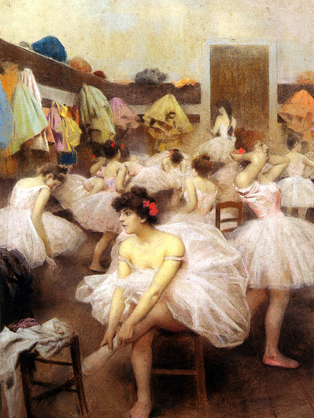 Arnaldo Ferraguti, Scuola di ballo, 1901 circa, Pastello su carta, 80x57 cm