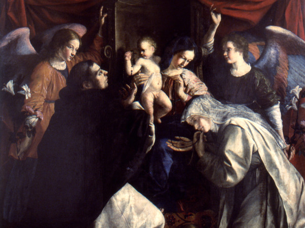 Orazio Gentileschi, <em>Madonna del Rosario</em>, 1613-1617, Olio su tela, 201 x 293 cm, Pinacoteca civica “B.Molajoli”, Fabriano