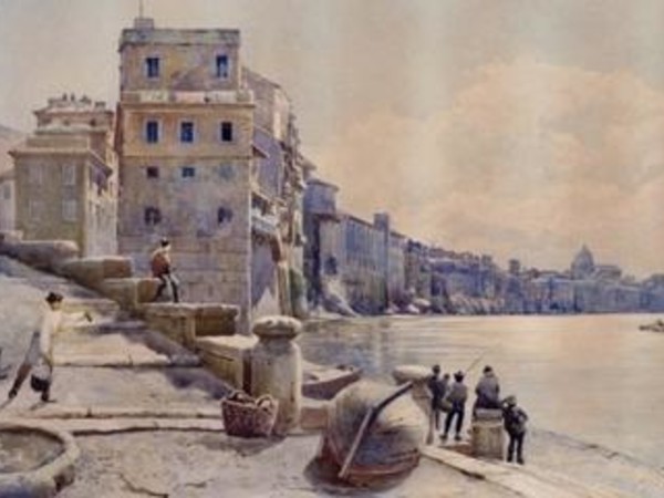Ettore Roesler Franz, Il Porto di Ripetta verso Ponente, 1880