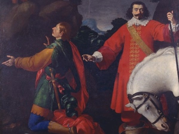 Carlo Ceresa, Visione di Sant’Eustachio con ritratto di gentiluomo e cavallo, olio su tela