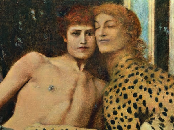 Fernand Khnopff, <em>Carezze (L’Arte)</em>, 1896, Olio su tela, 50,5 x 151 cm, Bruxelles, Musées Royaux des Beaux‐Arts de Belgique inv. 6767 | © Royal Museums of Fine Arts of Belgium, Brussels / foto J. Geleyns