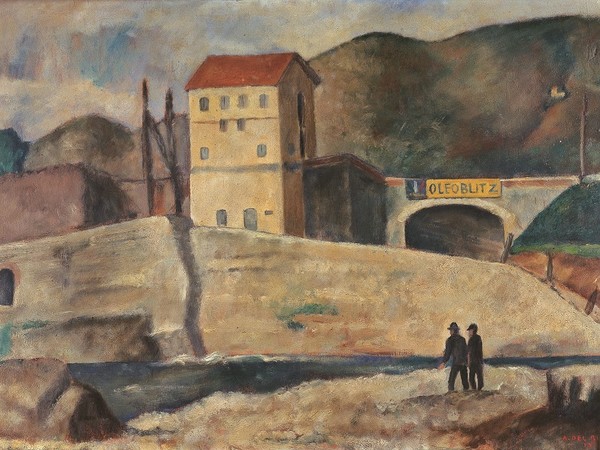 Arrigo Del Rigo, Case al Ponte Petrino, 1930, olio su compensato