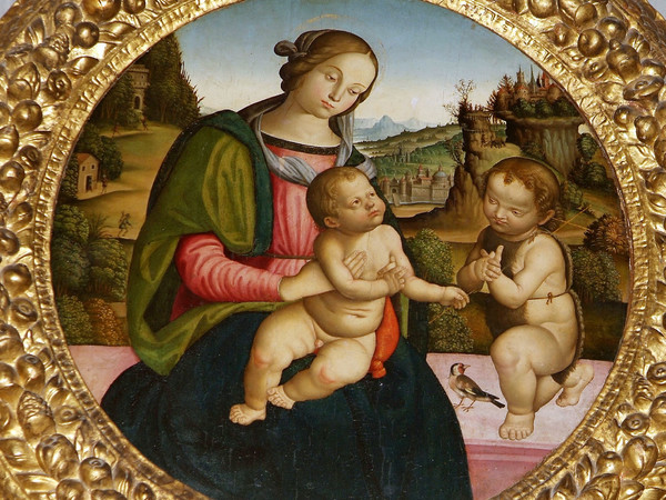 Madonna con il Bambino e San Giovanni Battista, Scuola peruginesco-pintoricchiesca, prima metà del sec. XVI, tempera su tavola