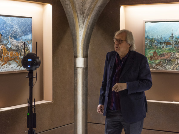 Vittorio Sgarbi in visita alla mostra Ligabue e Vitaloni. Dare voce alla natura I Ph. Edoardo Fornaciari