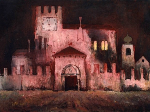 Sergio Altieri, Il castello di Fratta, 1995, tempera su tela. Collezione Bruno Mainardis