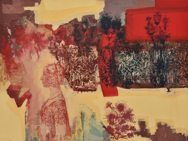 Tarik Berber, Dalla serie <em>Seven Sisters</em>, <em>Giovanna Tornabuoni secondo Ghirlandaio</em>, Olio su tela, 160 x 120 cm, Zadar, 2019 | Courtesy Tarik Berber e Fondazione Maimeri 2019 | © Tarik Berber