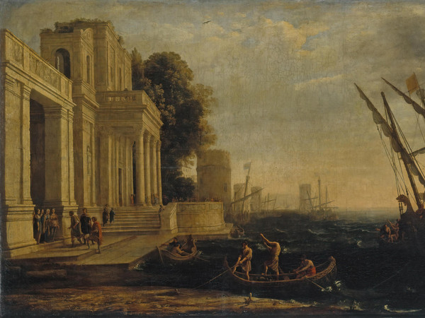 Claude Lorrain, Ulisse ricevuto dalle figlie di Licomede, 1635, Olio su tela, San Pietroburgo, Museo dell'Ermitage