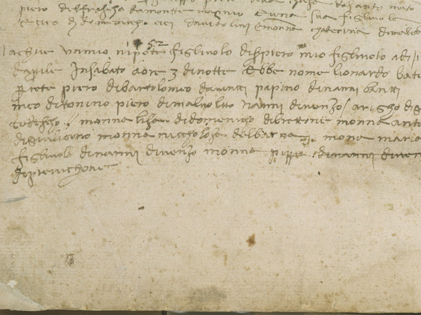 Nascita di Leonardo da Vinci, 15 aprile 1452, registro cartaceo, Notarile antecosimiano, Archivio di Stato di Firenze