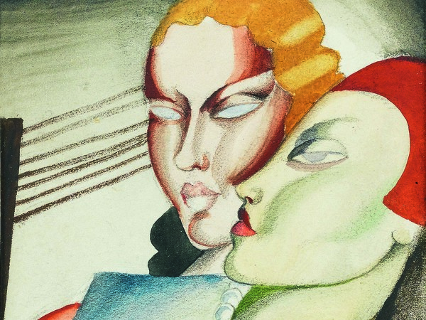 Tamara de Lempicka, Deux amies, 1924 ca. Acquerello su carta, 10,5x9,8 cm. Collection privèe © Tamara Art Heritage. Licensed by MMI NYC/ ADAGP Paris/ SIAE Roma 2015
