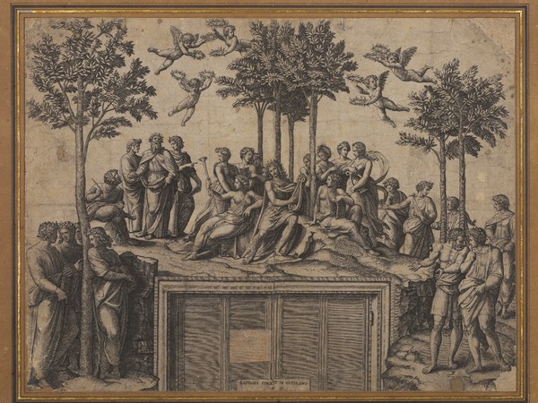 Marcantonio Raimondi, Il Parnaso (da Raffaello), primo quarto XVI sec. Incisione a bulino Milano, Castello Sforzesco, Raccolta Bertarelli, Deposito Museo Poldi Pezzoli